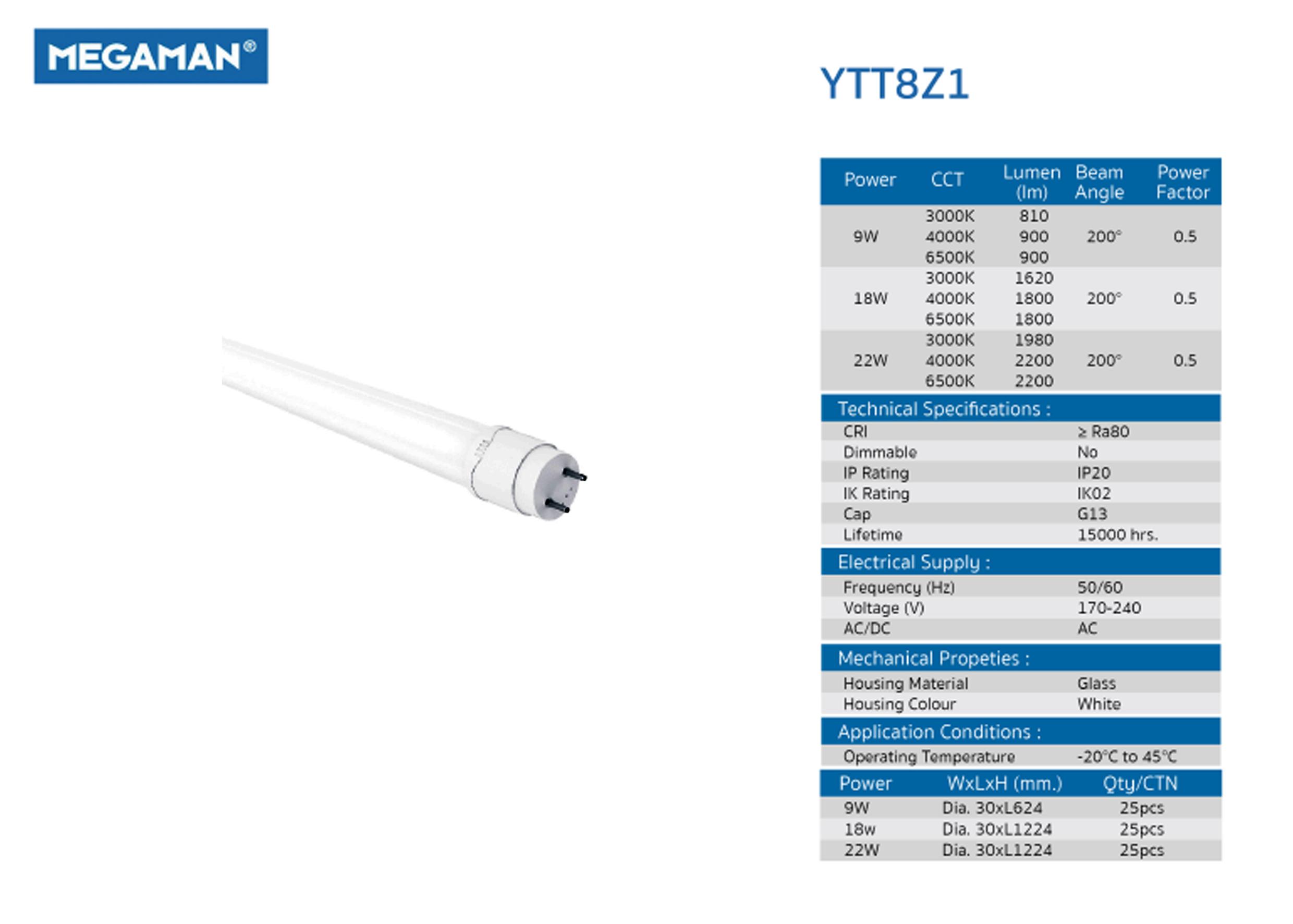 หลอด LED TUBE T8 9W,18W,22W MAGAMAN
