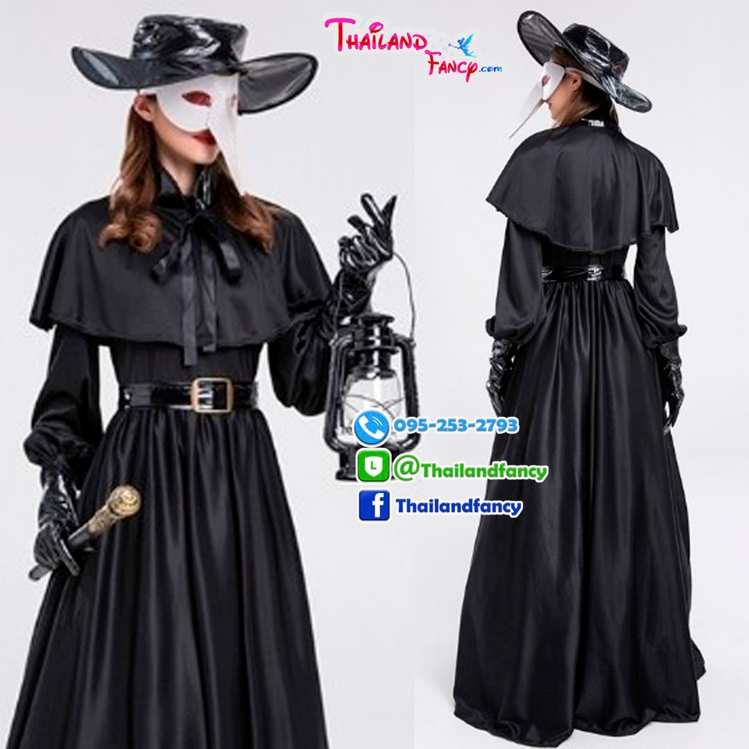 ชุดเช่าแฟนซีผู้หญิง ชุดเช่าอีกาดำ Plague Doctor ชุดผีซอมบี้ ชุดอีกาผู้หญิง Halloween Night Costume ชุดปีศาจอีกา ชุดเช่าหมออีกาดำ