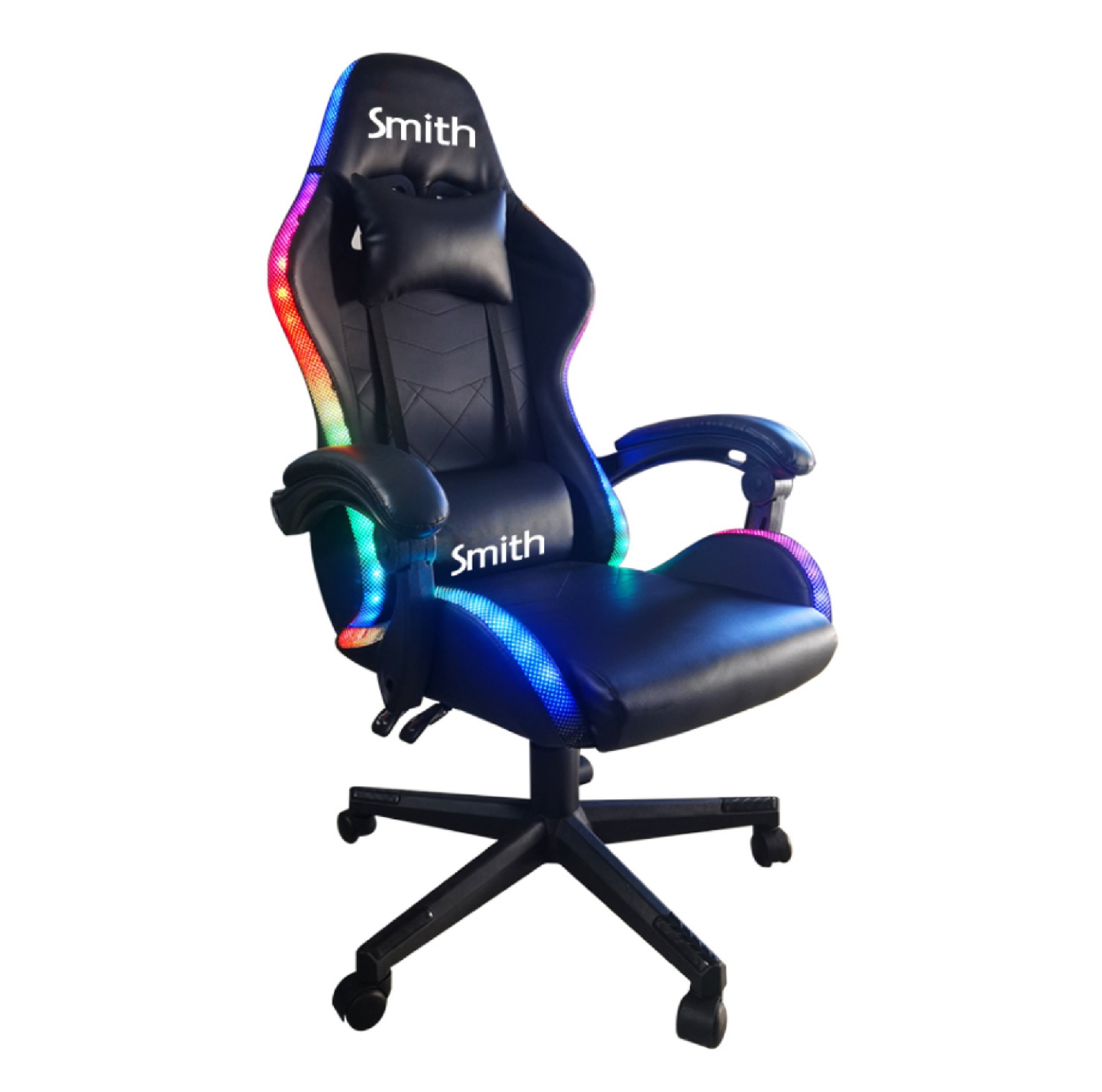 SMITH เก้าอี้เล่นเกมพร้อมไฟLED รุ่น CSJ01RF ขนาด55x59x127 ซม. สีดำ