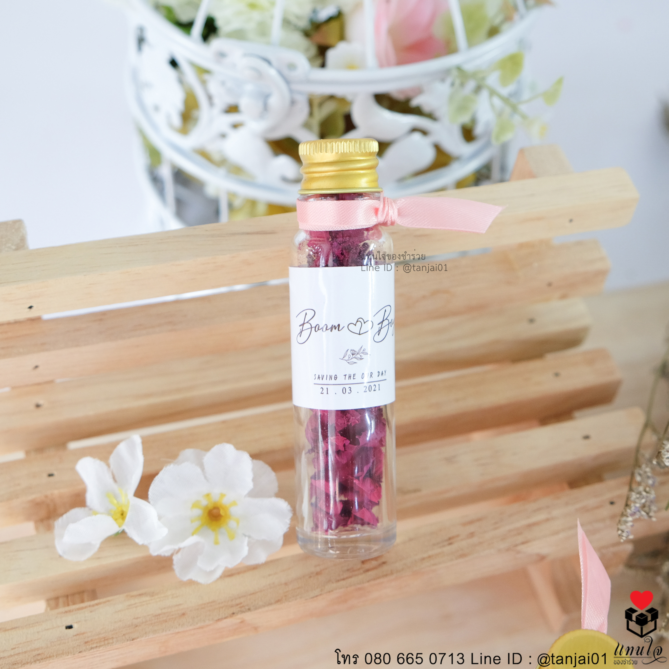 ของชำร่วยงานแต่งงาน บุหงาหอมในขวดแก้ว ผูกริบบิ้น แนววินเทจ ของแจกงานแต่งงาน ของที่ระลึกงานแต่งงาน 04