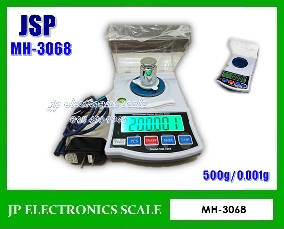 เครื่องชั่งละเอียดสูง500g เครื่องชั่ง ละเอียด500g เครื่องชั่งคุณภาพสูง500กรัม เครื่องชั่งน้ำหนัก500กรัม เครื่องชั่งน้ำหนัก500g ตาชั่ง500g กิโลดิจิตอล500กรัม เครื่องชั่ง500g*0.001g ยี่ห้อ JSP รุ่น MH-3068 ขนาดถาดชั่งเส้นผ่าศูนย์กลาง 60mm.