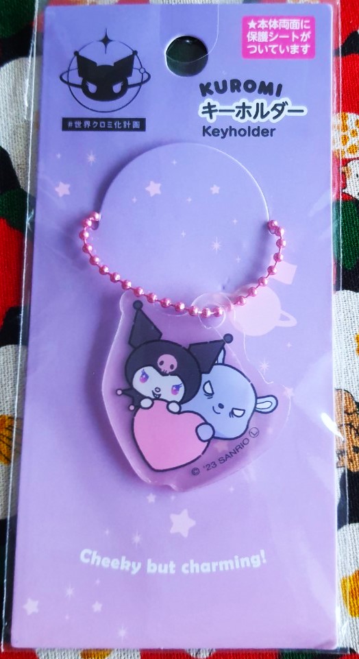 SANRIO KUROMI keyholder พวงกุญแจคุโรมิ จากญี่ปุ่น Size : 4.5 x 4.5 cm