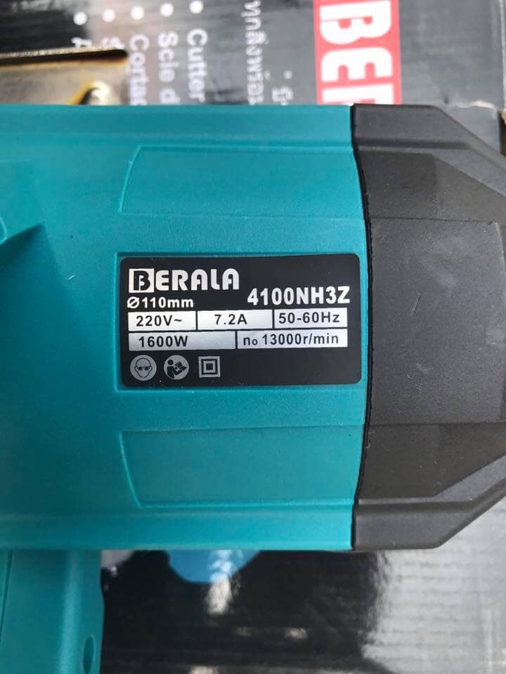 เครื่องตัดหินอ่อน 4" ยี่ห้อ Berala รุ่น 4100 NH3Z (ใบตัดไม่ได้แถม)
