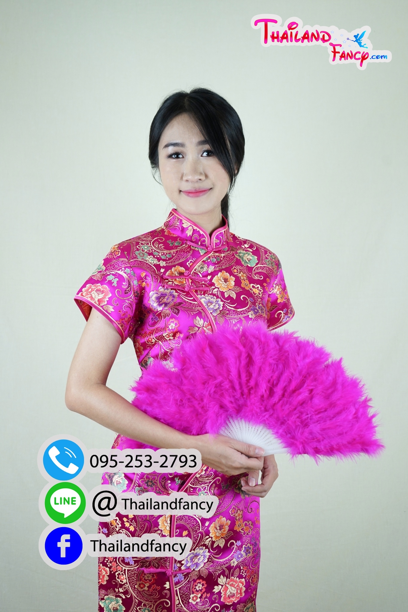 ชุดเช่าแฟนซีผู้หญิง ชุดกี่เพ้าจีน ชุดแฟนซีกี่เพ้าจีน ชุดตรุษจีนผู้หญิง ชุดปาร์ตี้จีน ชุดเช่ากี่เพ้าสีชมพูบานเย็นกระดุมจีน และอีกหลายสี