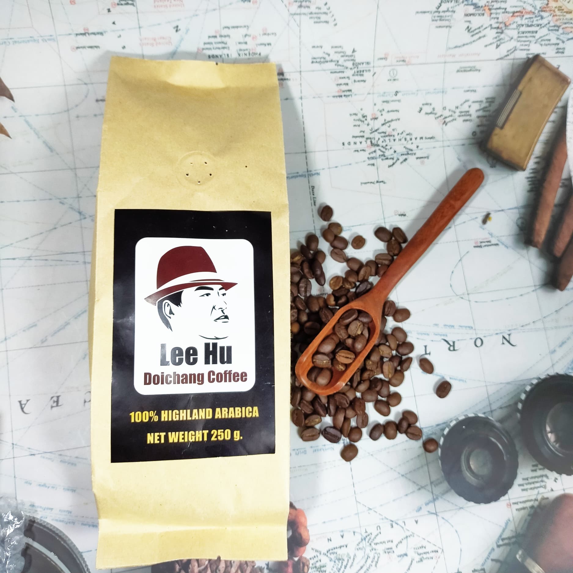 กาแฟคั่วดอยช้าง (คั่วเข้ม) 100% highland Arabica เชียงราย นน. 250 กรัม