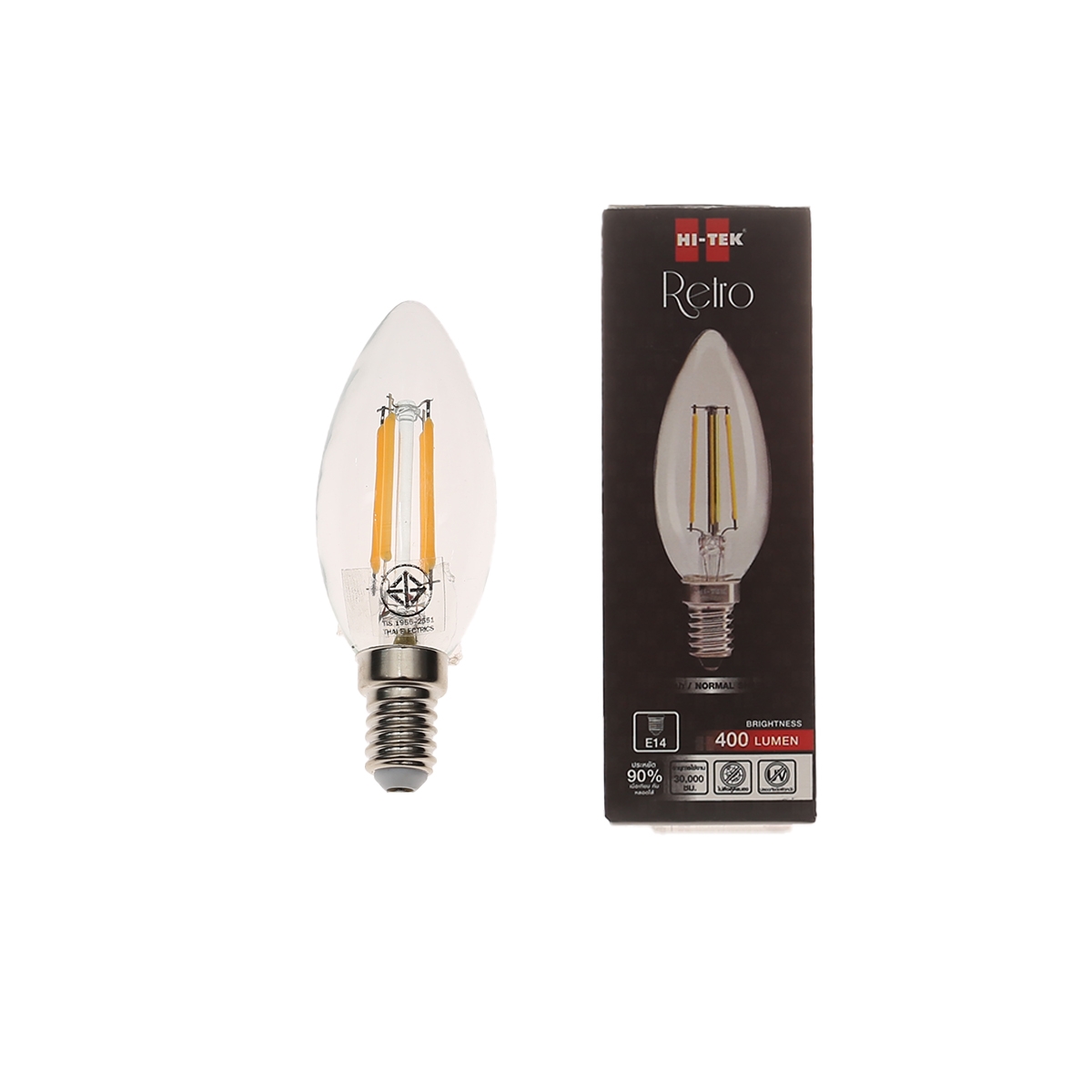 HI-TEK หลอดไฟ LED E14 ทรงจำปา 4 วัตต์ (Warm White)
