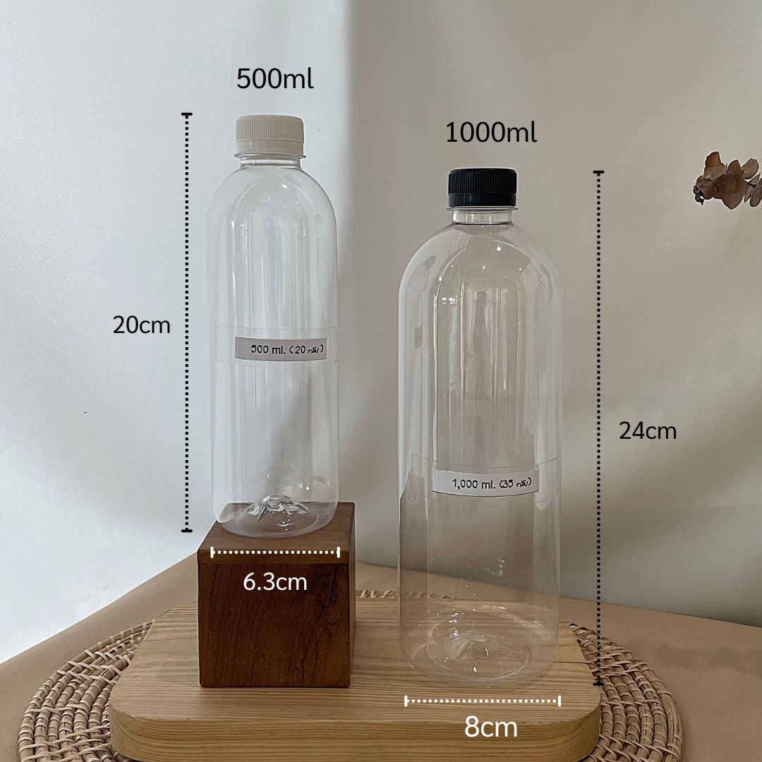 (ขวดน้ำยกแพค)ขวดพลาสติกPET กลมเรียบ ขนาด500ml/1000ml