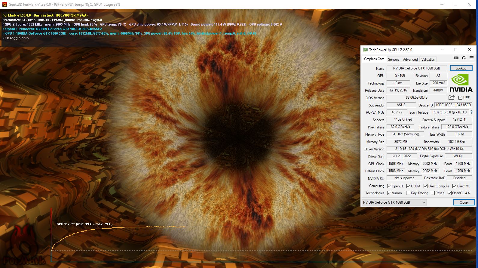 Asus GTX 1060 3GB GDDR5 192Bit