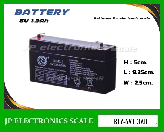 แบตเตอรี่อะไหล่เครื่องชั่ง แบตหน้าจอเครื่องชั่ง BATTERY 6V 1.3Ah