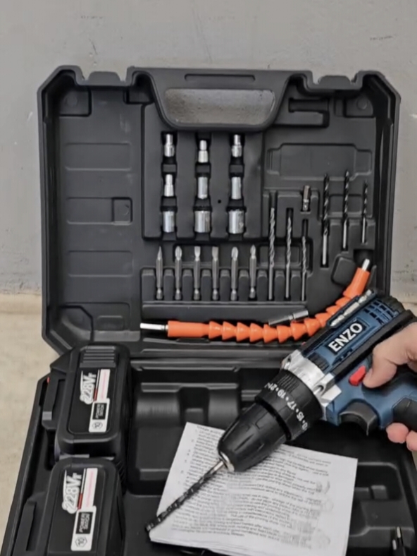 สว่านแบตกระแทก ไร้สาย 3 ระบบ ยี่ห้อ Enzo 228V แบต 2 ก้อน