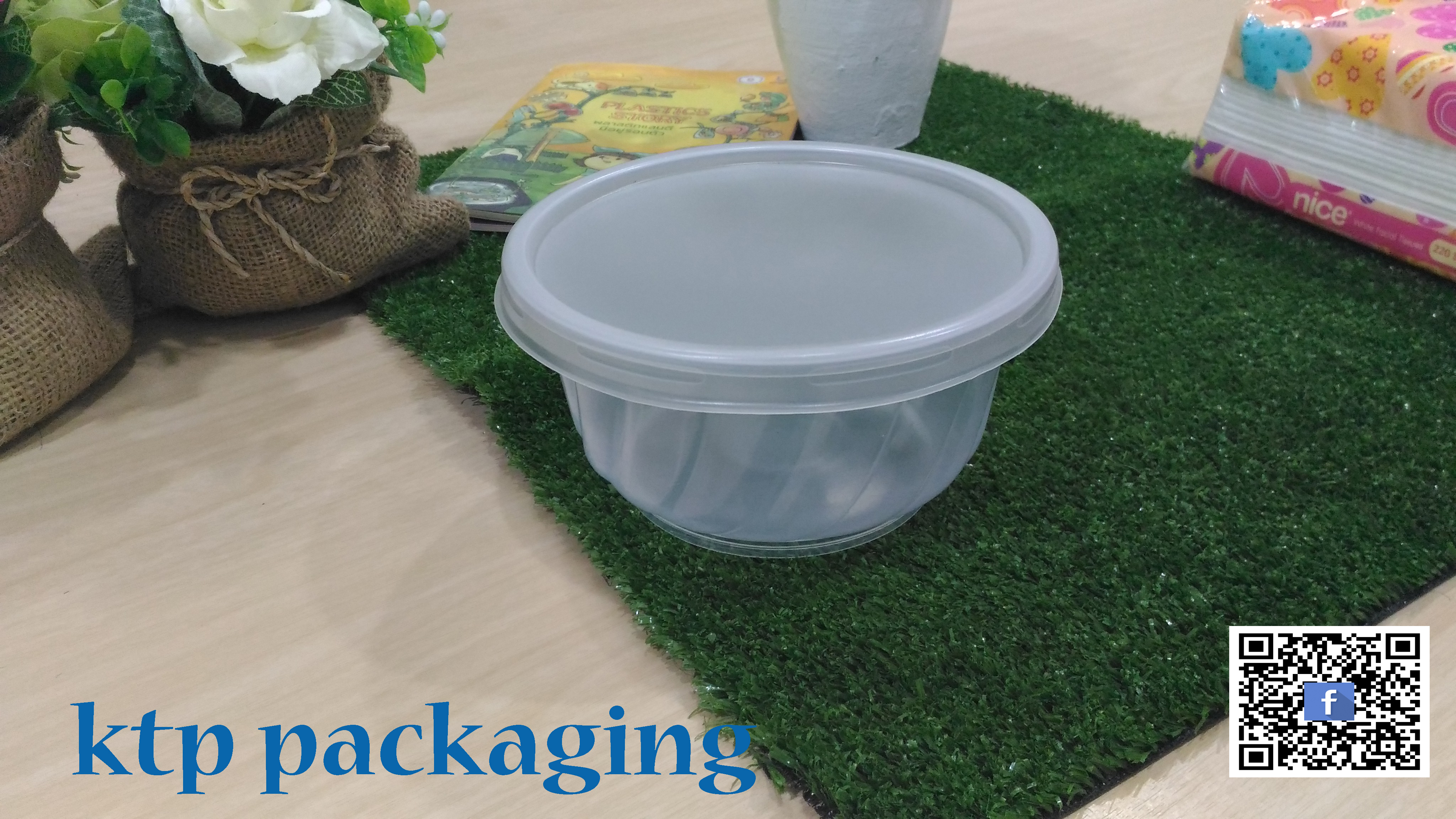 ชามกลมพลาสติก สีใส ขนาด 600 ml. พร้อมฝา (P0018)