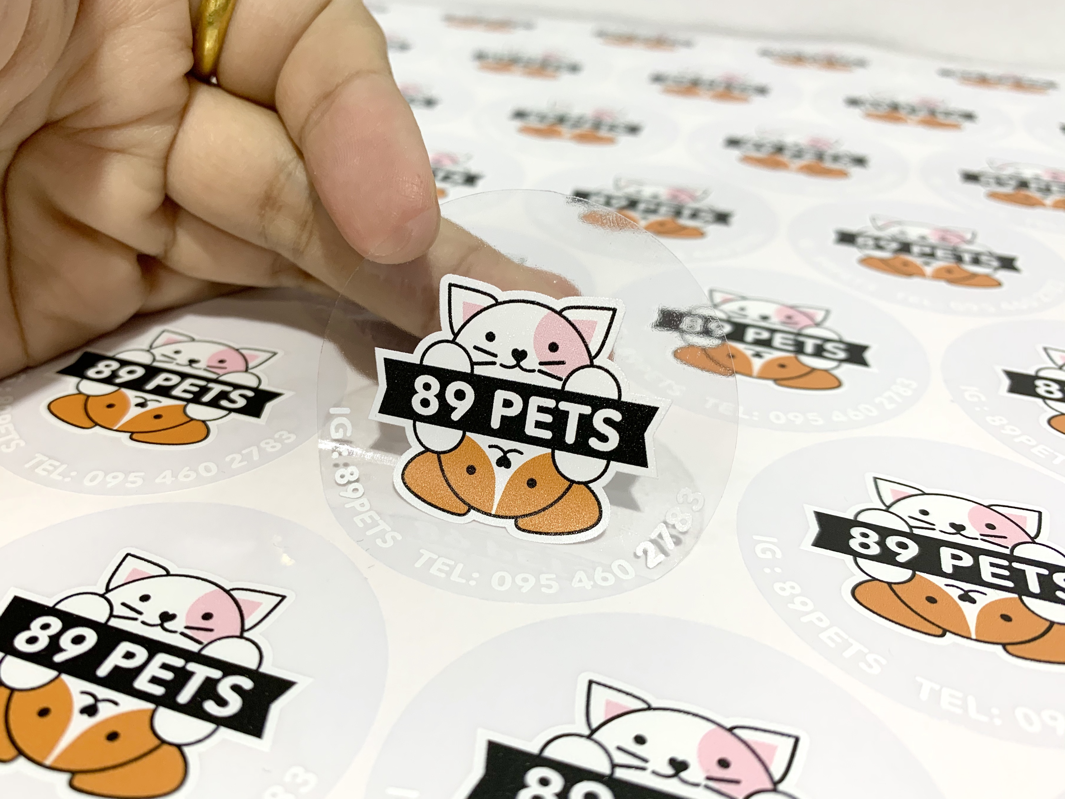 สติ๊กเกอร์ใสรองพื้นหมึกขาว หมึกขาว พิมพ์หมึกขาว