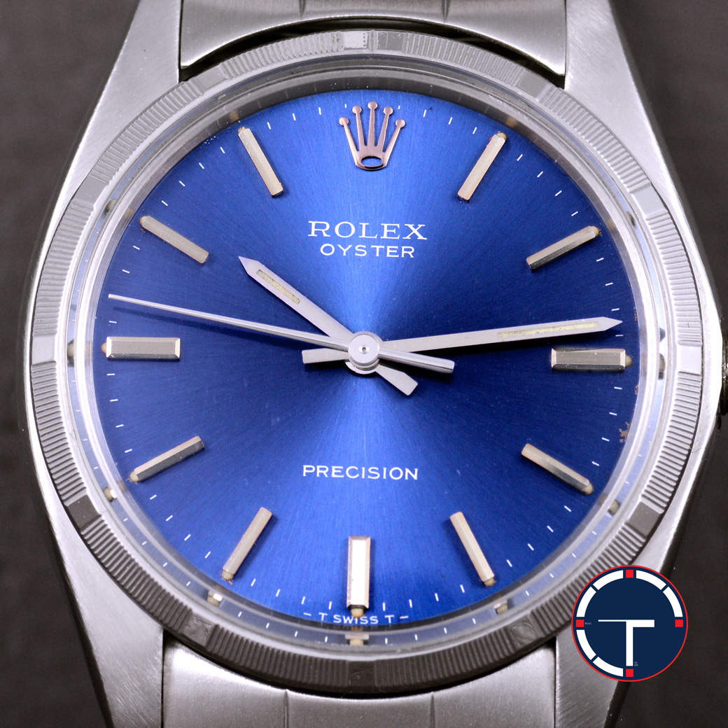 Rolex Oyster Ref.6427 หน้าปัดสีฟ้า ขอบรางรถไฟ สายOysterแท้แบบม้วน นาฬิกาปี1975 ไขลาน ขนาด 34 mm