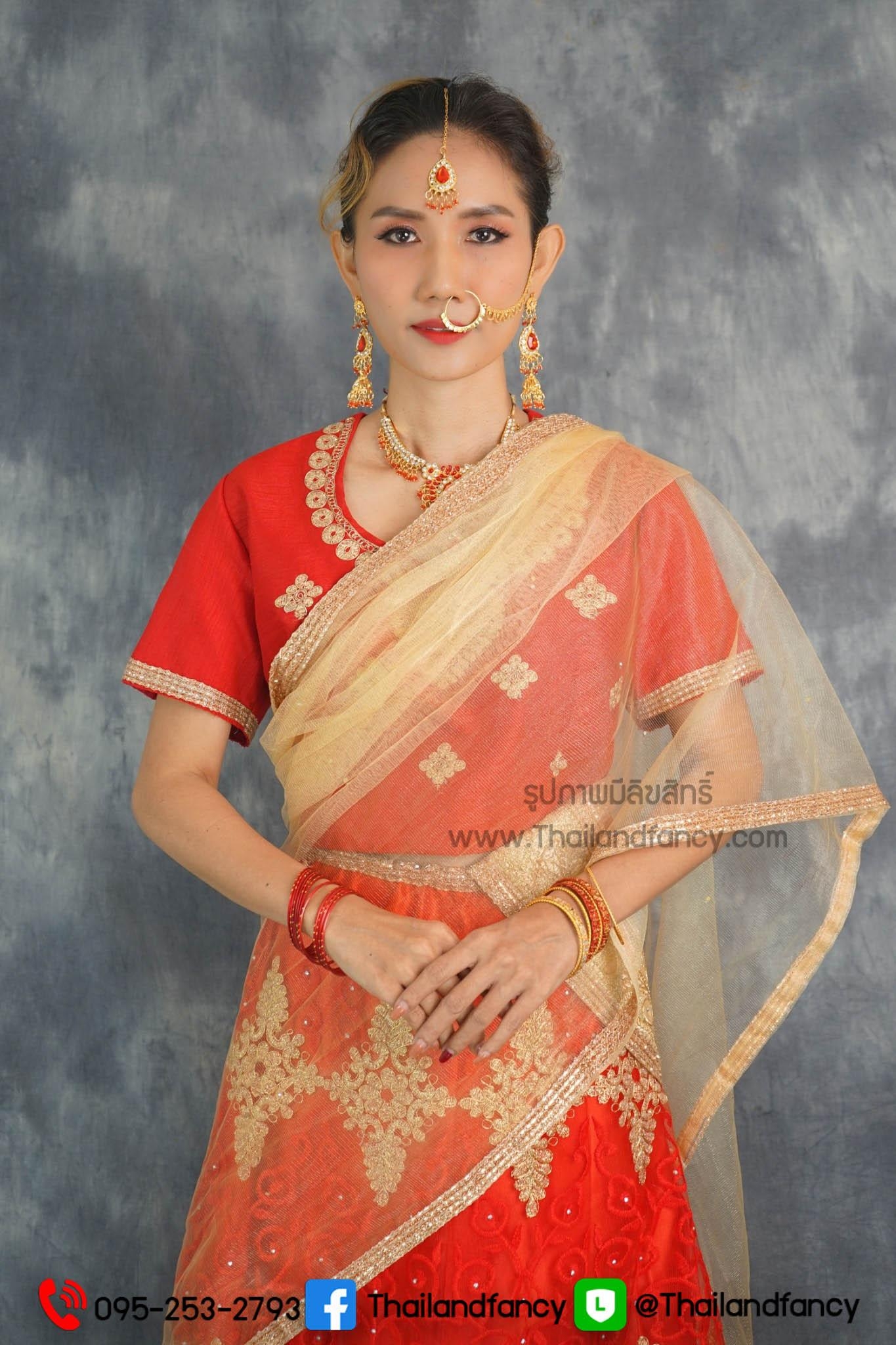 ชุดแฟนซีผู้หญิงสำหรับเช่า ชุดแขกอินเดียแฟนซี เช่าชุดภารตะผู้หญิง เช่าชุดส่าหรีแขกผู้หญิง เช่าชุดแขกหญิง ชุดแขกคังคุไบ ชุดเช่านานาชาติ ชุดแขกอินเดียผู้หญิงสีแดง-ทอง