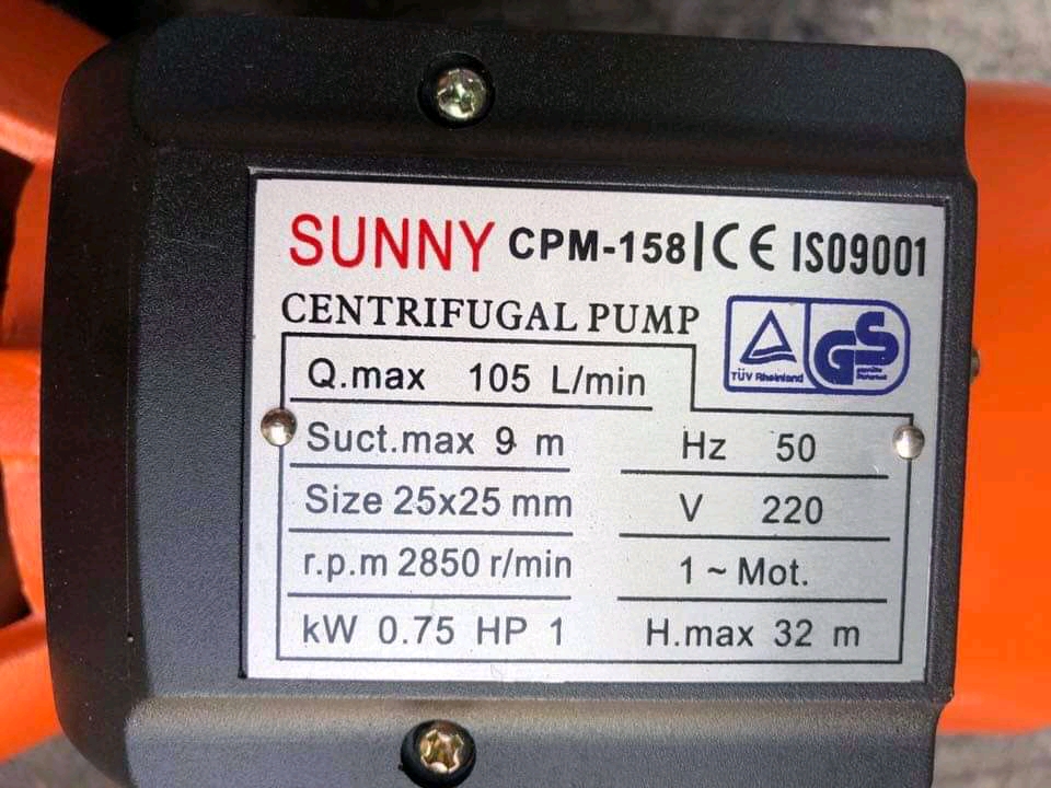 ปั๊มหอยโข่งหน้าใหญ่ ยี่ห้อ Sunny มีขนาด 1 นิ้ว และ 2 นิ้ว คุณภาพเยี่ยม ผ่าน ISO 9001