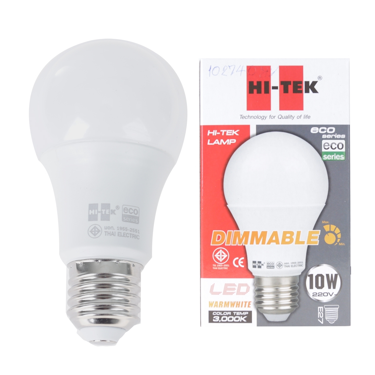 HI-TEK หลอดไฟ LED หรี่แสงได้ 10 วัตต์ รุ่น ECO (Warm White)