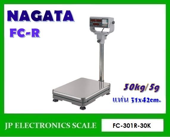 เครื่องชั่งวางพื้นนับชิ้นงาน30kg เครื่องชั่งดิจิตอลนับจำนวน 30kg เครื่องชั่งน้ำหนักนับจำนวน30กิโล เครื่องชั่งนับชิ้นงาน30kg ตาชั่งนับจำนวน30กิโล ความละเอียด5g ยี่ห้อ NAGATA รุ่นFC-301R-30K แท่นอลูมิเนียมอัลลอย ฝาครอบสแตนเลสขนาด 31x42cm.