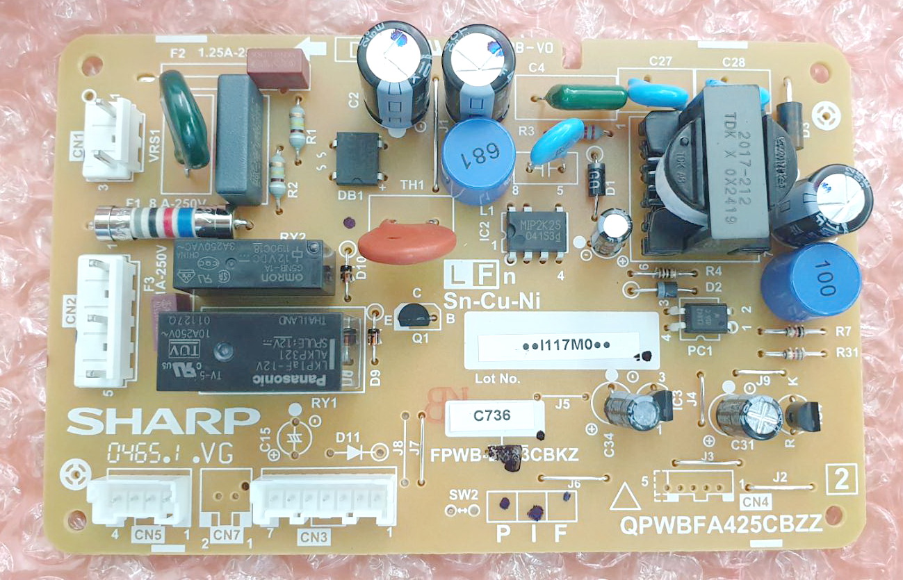 FPWB-C911CBKZ แทน FPWB-C736CBKZ ,FPWB-B967CBKZ,FPWB-B716CBKZ,FPWB-B220CBKZ MAIN PWB ASS'Y MODEL: SJ-S18E,S22E,S25E,Y22T,Y25T>