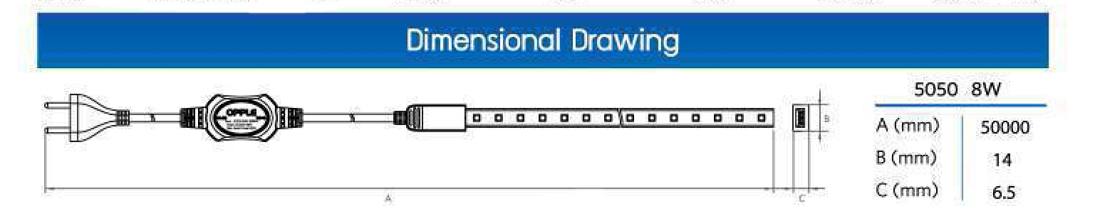 LED Strip Light 220v 8w/M(50เมตร/ม้วน) 3000K/4000K/6000K/สีแดง/สีน้ำเงิน/สีเขียว/สีเหลือง OPPLE