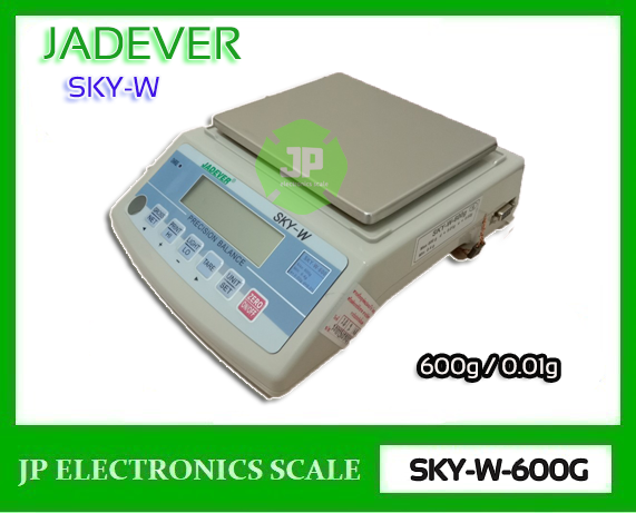 เครื่องชั่งละเอียดสูง600g เครื่องชั่ง ละเอียด600g เครื่องชั่งคุณภาพสูง600กรัม เครื่องชั่งน้ำหนัก600กรัม เครื่องชั่งน้ำหนัก600g ตาชั่ง600กรัม กิโลดิจิตอล600กรัม เครื่องชั่ง600g*0.01g ยี่ห้อ JADEVER รุ่น SKY-W ขนาดถาดชั่งน้ำหนัก 146 x 125 มิลลิเมตร