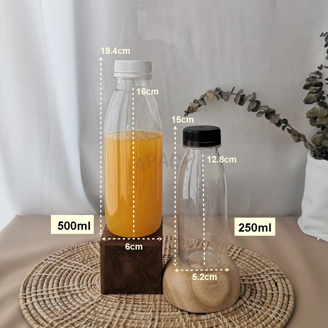 ขวดพลาสติกPETใส รุ่นD38 ทรงกลมขนาด 250ml ,500ml
