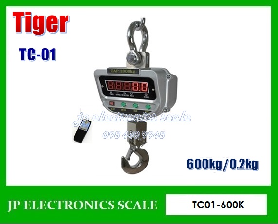 เครื่องชั่งแขวน600กิโลกรัม เครื่องชั่งแขวนดิจิตอล600kg เครื่องชั่งดิจิตอลแบบแขวน600กิโลกรัม เครื่องชั่งแขวน600kg เครื่องชั่งแขวนพร้อมรีโมทคอนโทรล600kg ตาชั่งแขวน600กิโลกรัม ละเอียด0.2กิโลกรัม เครื่องชั่งแขวน TIGER รุ่น TC-01-600 (ผ่านการตรวจรับรอง)