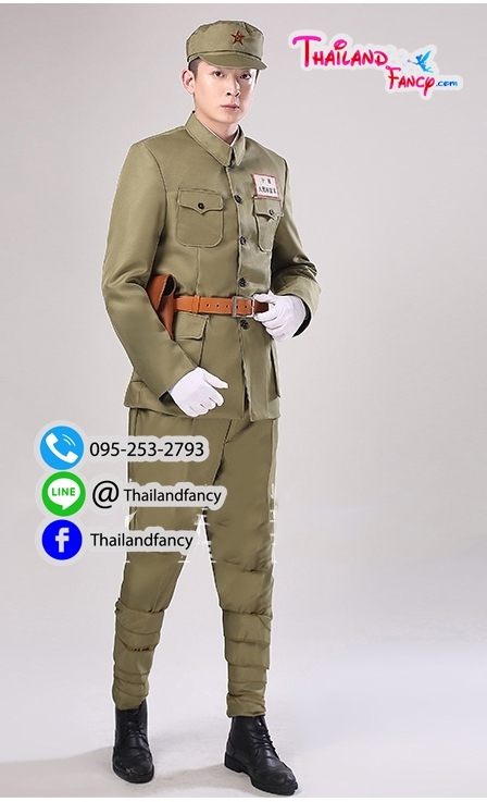 ชุดเช่าแฟนซีผู้ชาย ชุดเช่าทหารช่างญี่ปุ่น ชุดเครื่องแบบทหารโกโบริ ชุดทหารสงครามโลก ชุดเช่านายทหารญี่ปุ่นสีเขียวอ่อนกางเกงเดฟ