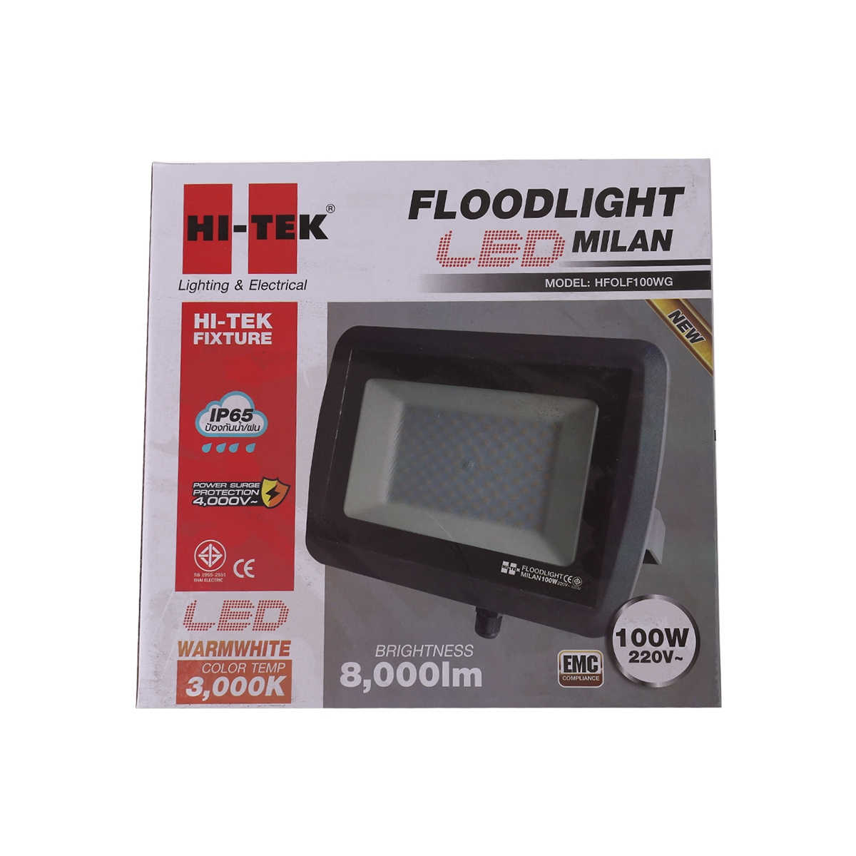HI-TEK โคมฟลัดไลท์ LED มิลาน IP65 รุ่น HFOLF100WG