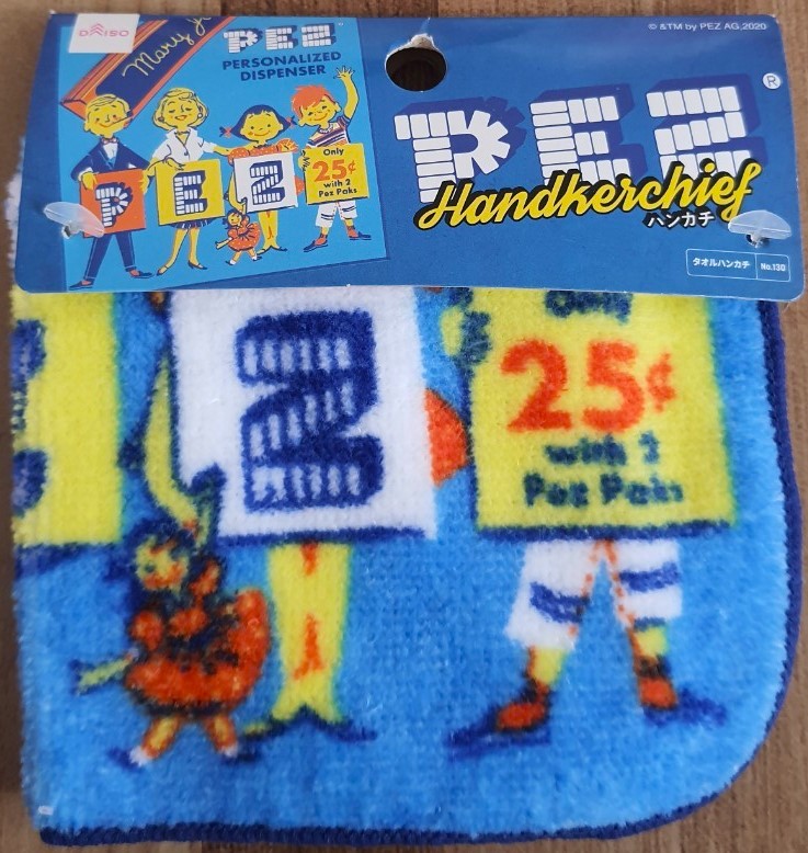 PEZ handkerchief ผ้าเช็ดหน้า cotton 100% ของแท้จากญี่ปุ่น Size : 20 x 20 cm