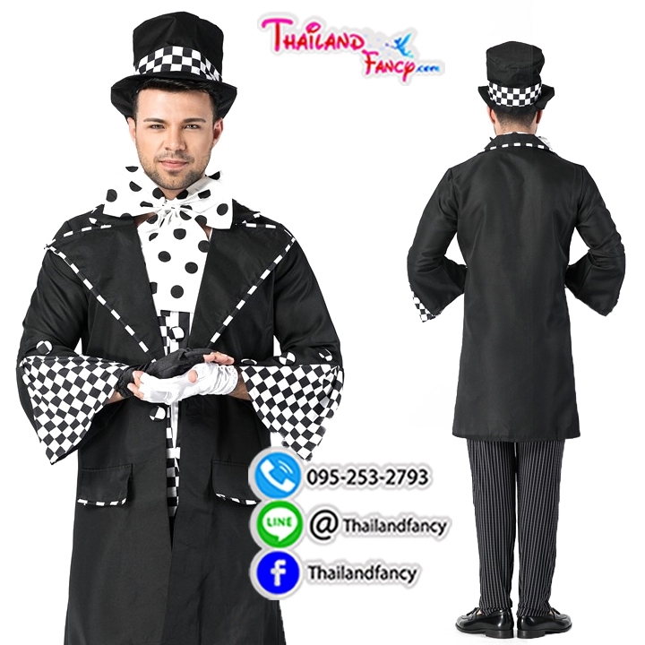 ชุดเช่าแฟนซีผู้ชาย Mad Hatter Costume in Wonderland ชุดแมตแฮตเตอร์ ชุดคอสเพลย์การ์ตูนผู้ชาย ชุดภาพยนต์ฝรั่ง ชุดแมทแฮทเทอร์ในแดงมหัศจรรย์