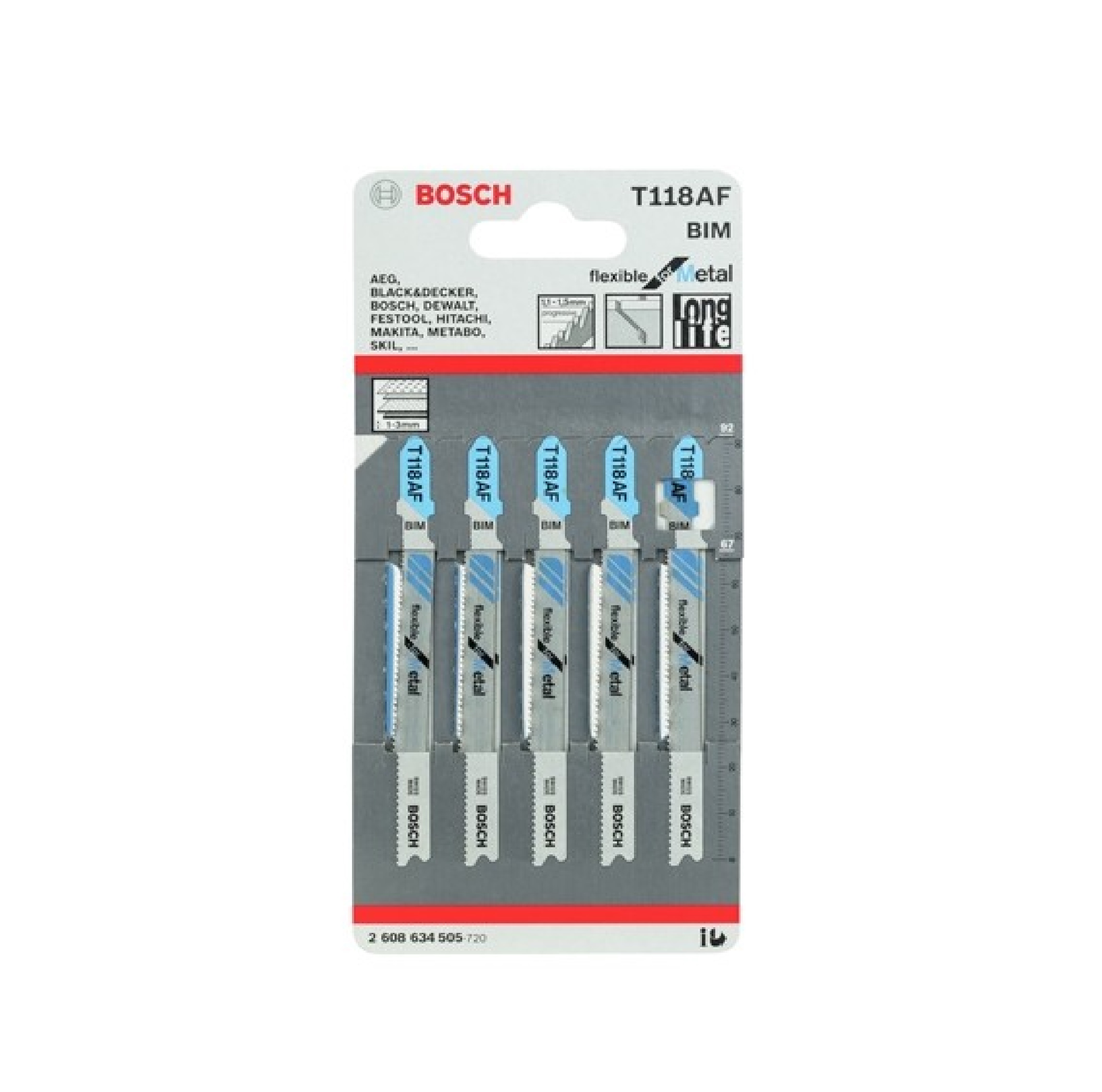 ใบเลื่อยจิ๊กซอ T118AF BOSCH (แพค5ใบ)