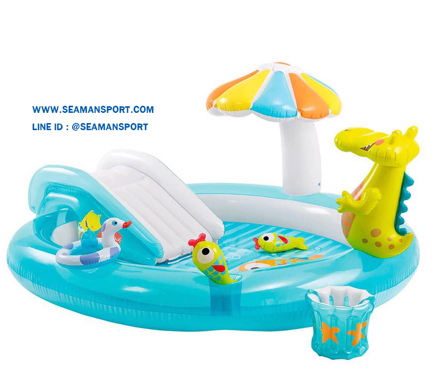 Intex 57129 สระสไลเดอร์จระเข้น้อย สีฟ้า