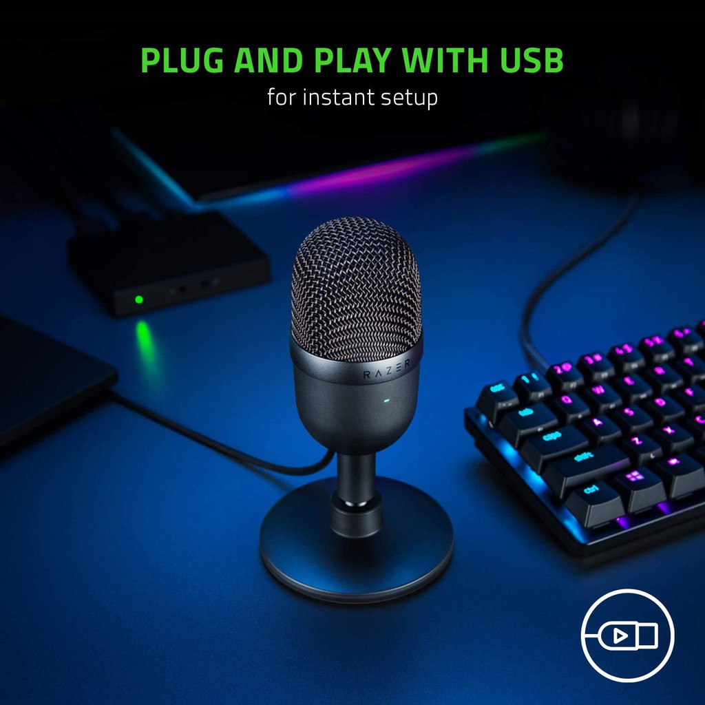 RAZER Seiren Mini - ไมโครโฟนสตรีมเมอร์ เกมมิ่ง ขนาดเล็ก ขาว/ชมพู/ดำ USB Microphone Condenser