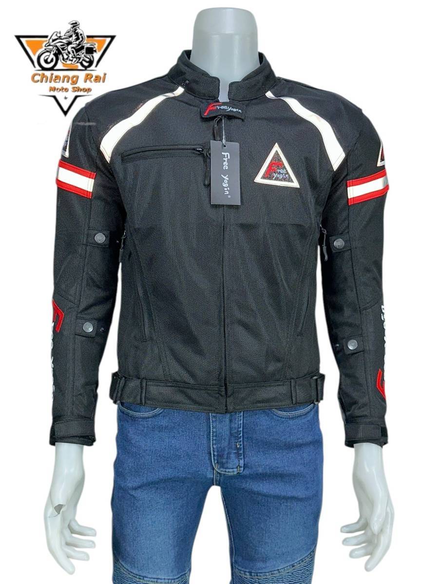 เสื้อขี่มอเตอร์ไซด์แบบ Air Flow (ดำ-แดง) เบอร์ XXXL : อก 50" ยาว 27" (Air Flow)