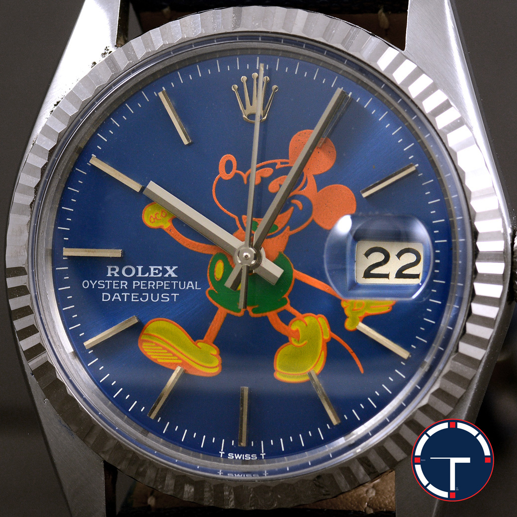 Rolex DateJust Ref.16014 หน้าปัดMickey Mouse ขอบหยักทองคำขาว นาฬิกาปี1980 Automatic ขนาด 36 mm