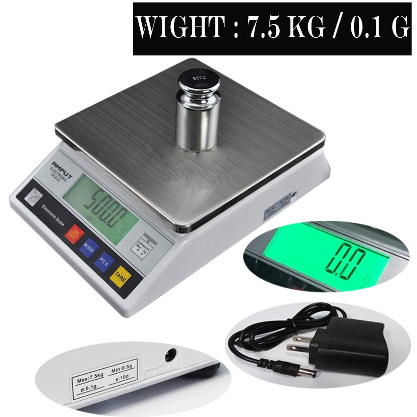 DNK GROUP เครื่องชั่งดิจิตอลตั้งโต๊ะ7.5kg ความละเอียด 0.1กรัม Digital Scale 7.5 Kg/0.1g