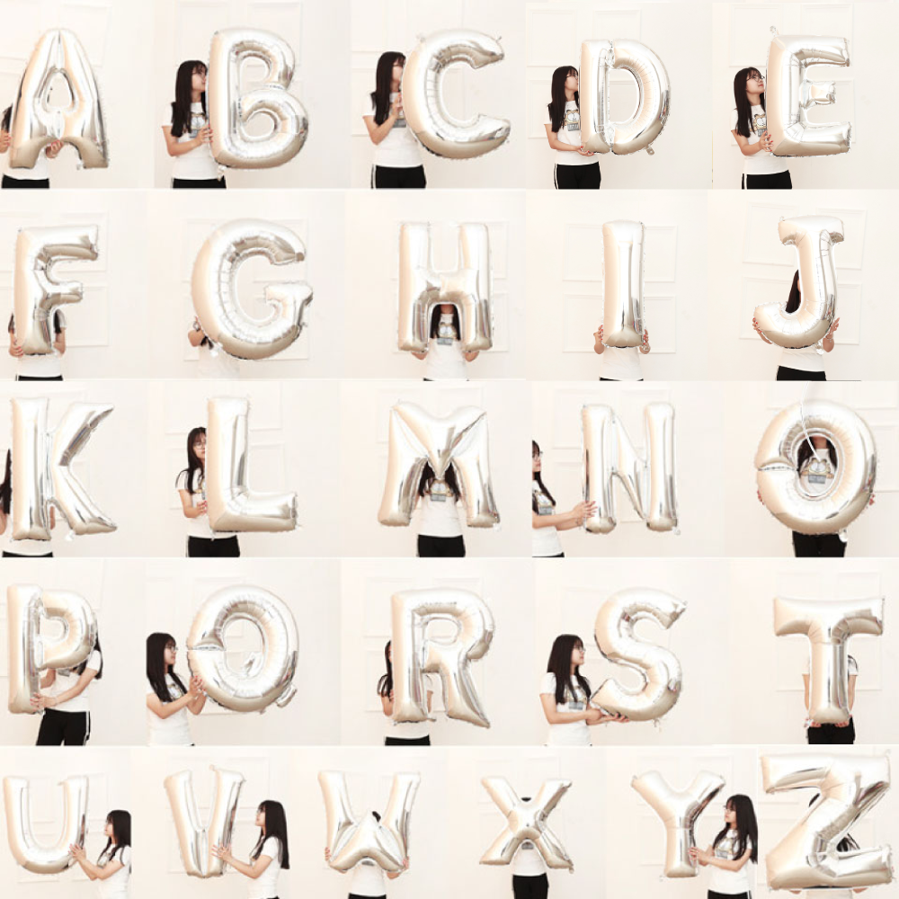 ลูกโป่งตัวอักษร A-Z สีเงิน 40 นิ้ว