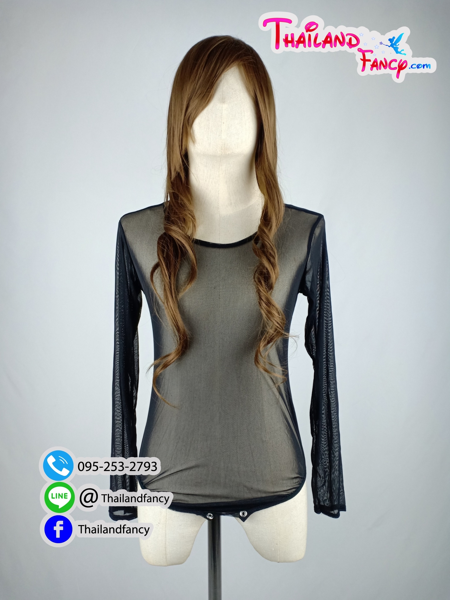 ชุดแฟนซี ชุดแต่งคอสเพลย์ Body Suit Stocking ชุดกันโป๊ ชุดบอดี้สูท ชุดเสื้อซับใน ชุดบอดี้สูทผ้าตาข่ายจิ๋วยืด4ด้าน สีดำ