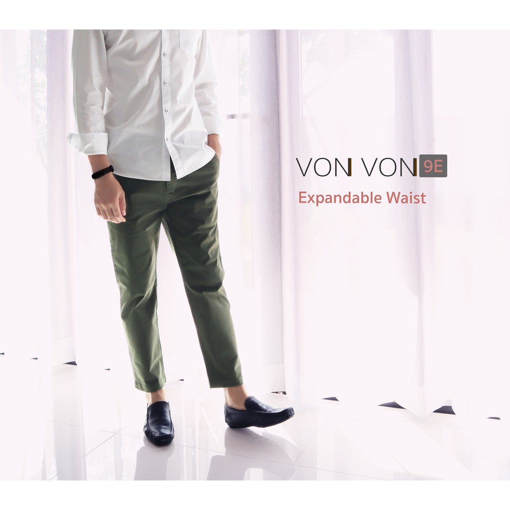 [VON VON]18สี 9E กางเกงชิโน่ 9ส่วน Expandable Waist
