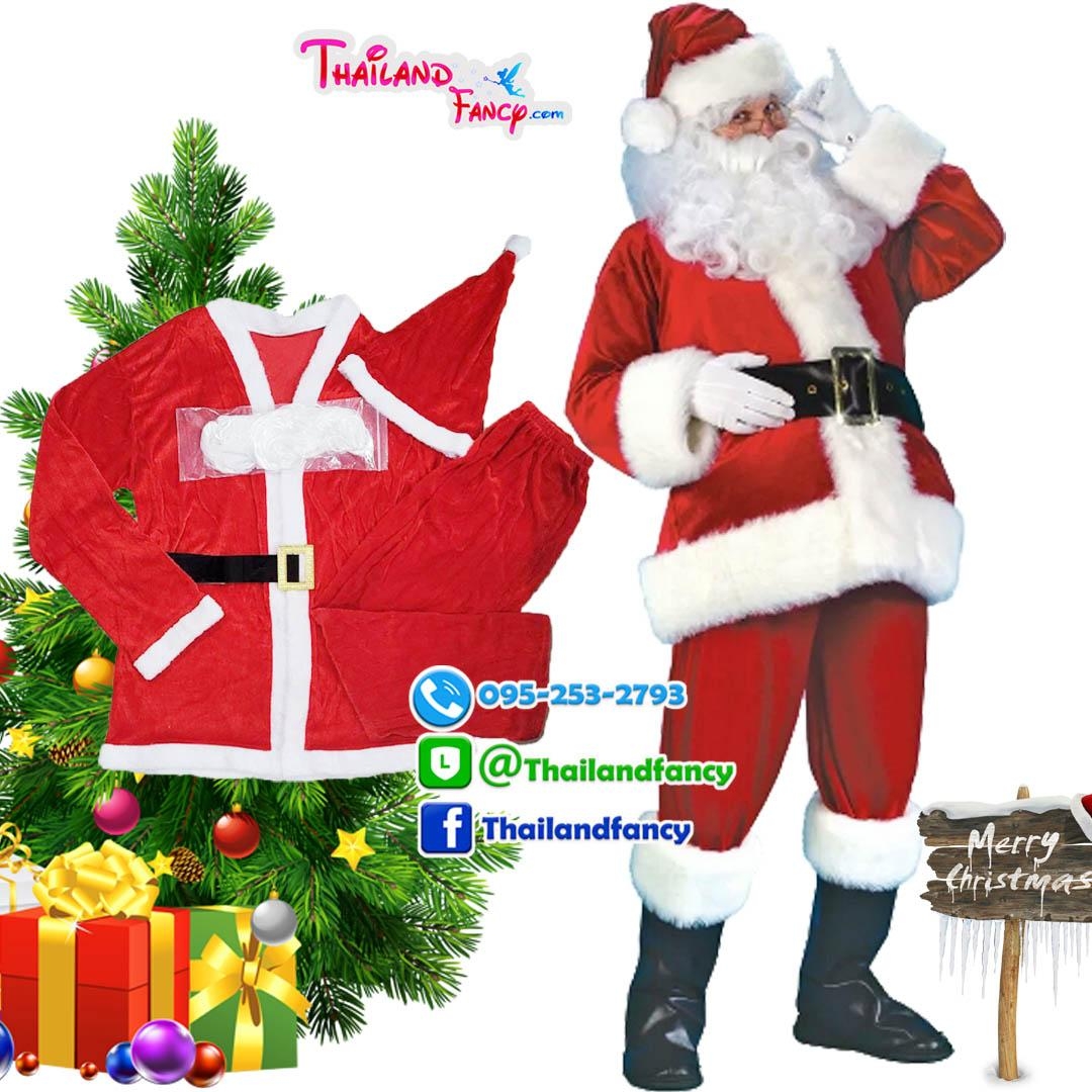 ชุดแฟนซีซานต้า Santacros Costume ชุดซานต้าครอสผู้ชาย ชุดคริสต์มาส ชุดซานตารีน่า ชุดปีใหม่ชาย ชุดแซนตาครอสสีแดงผู้ชายพร้อมถุงคลุมรองเท้า