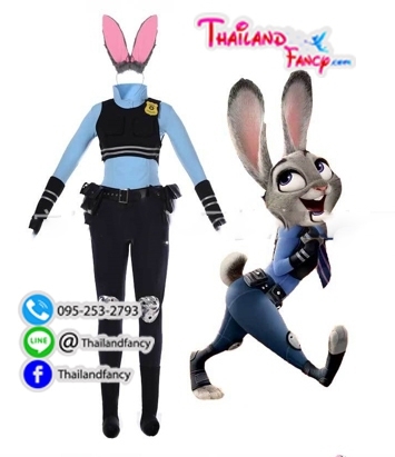 ชุดแฟนซีผู้หญิงสำหรับเช่า ZooToPia Cosplay ชุดจูดี้ ฮอปส์ ชุดกระต่ายซูโทเปีย ในนครสัตว์มหาสนุก Judy Hopps