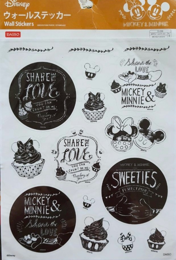 Disney Mickey Minnie mouse Wall Stickers สติ๊กเกอร์ มิกกี้เม้าส์ มินนี่เม้าส์ จากญี่ปุ่น ขนาดทั้งแผ่น 20 x 25 cm