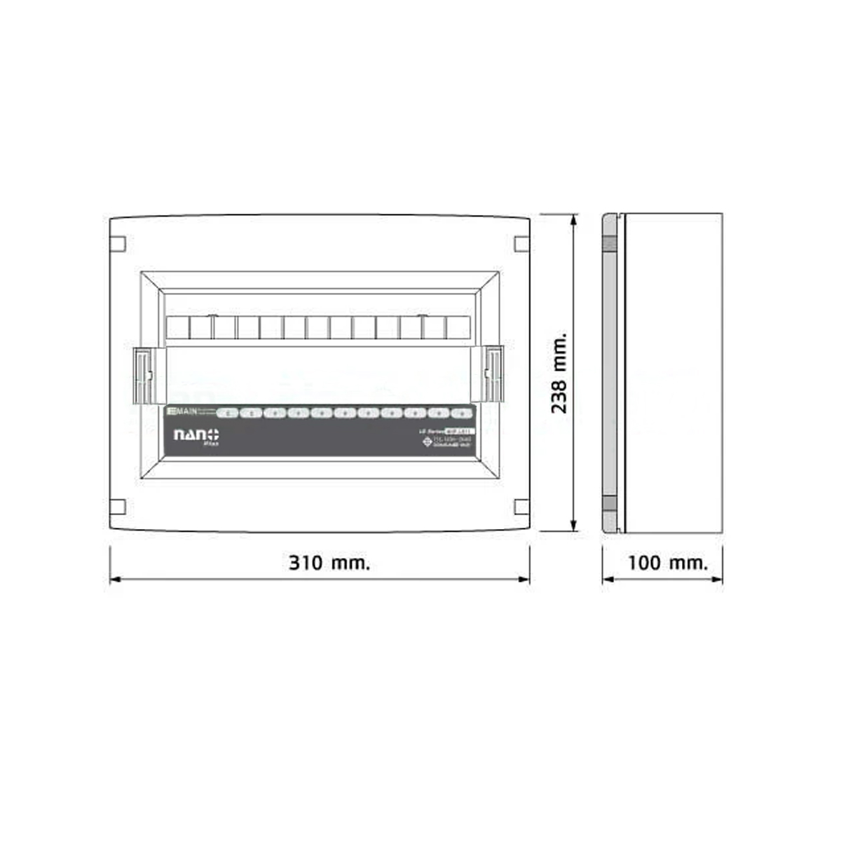 Consumer unit NANO (LS-Series)ฝาขาว 11ช่อง(RCBO 32A,40A,50A,63A +ลูกย่อย10ลูก) (1ชิ้น/10ชิ้นต่อกล่อง) NNP-LS11W-CR32B,CR40B,CR50B,CR63B