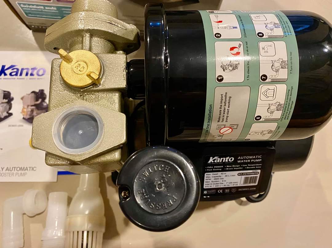 ปั๊มน้ำอัตโนมัติ Kanto รุ่น KT-PS-160 แถมกันน้ำไหลย้อนกลับและข้อต่อ