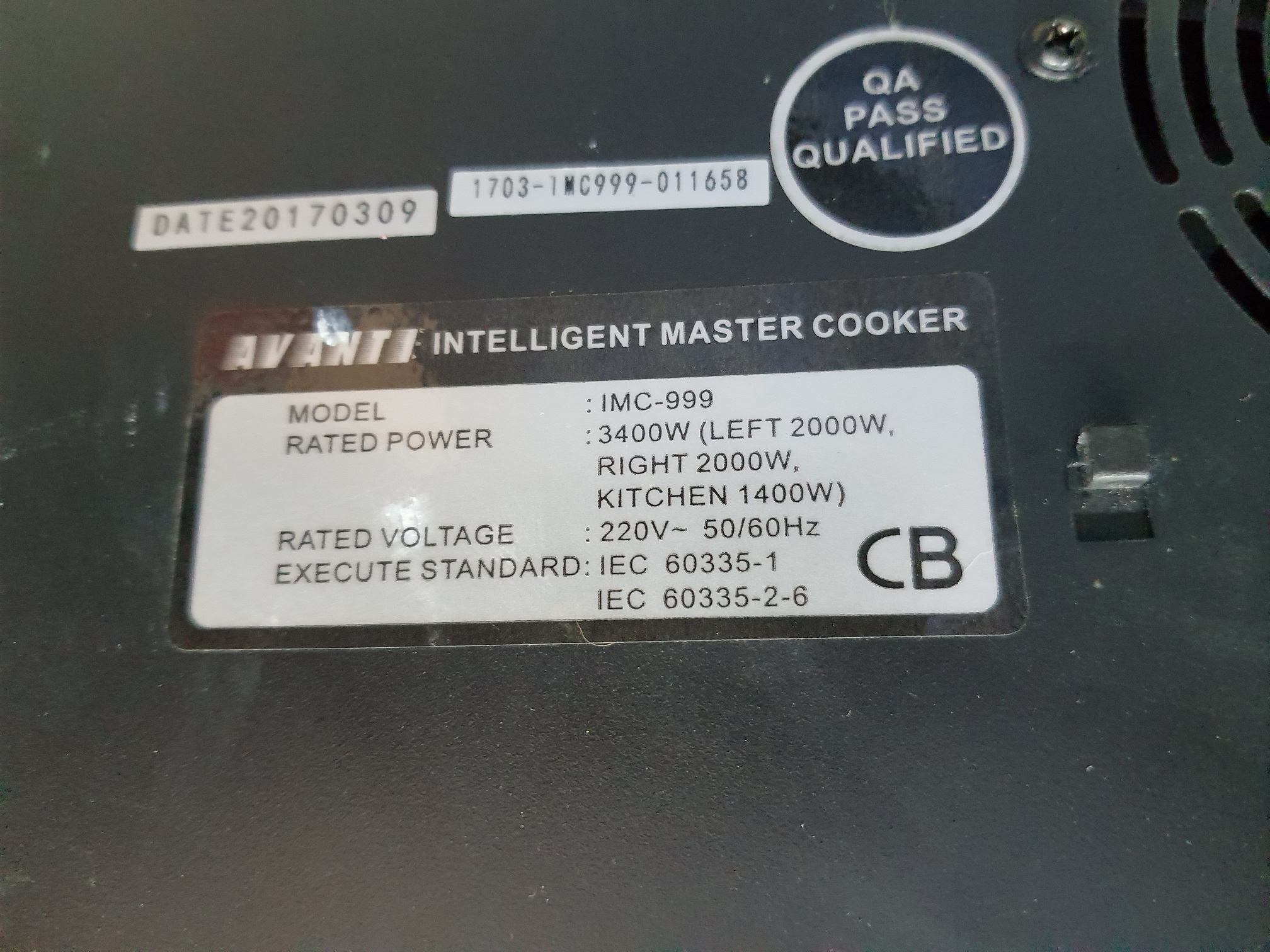 ซ่อมเตาแม่เหล็กไฟฟ้า ยี่ห้อ AVANTI รุ่น IMC-999 อาการเปิดไม่ติด