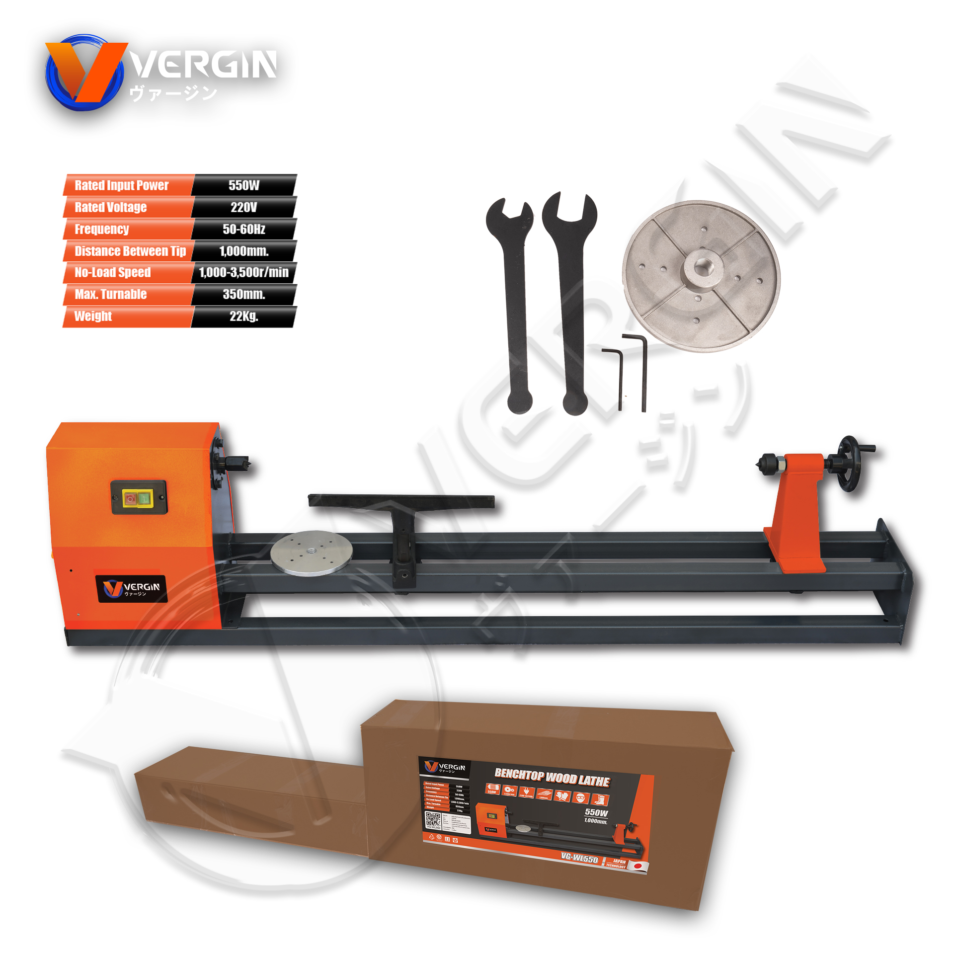 เครื่องกลึงไม้ ยี่ห้อ VERGIN รุ่น VG-WL550