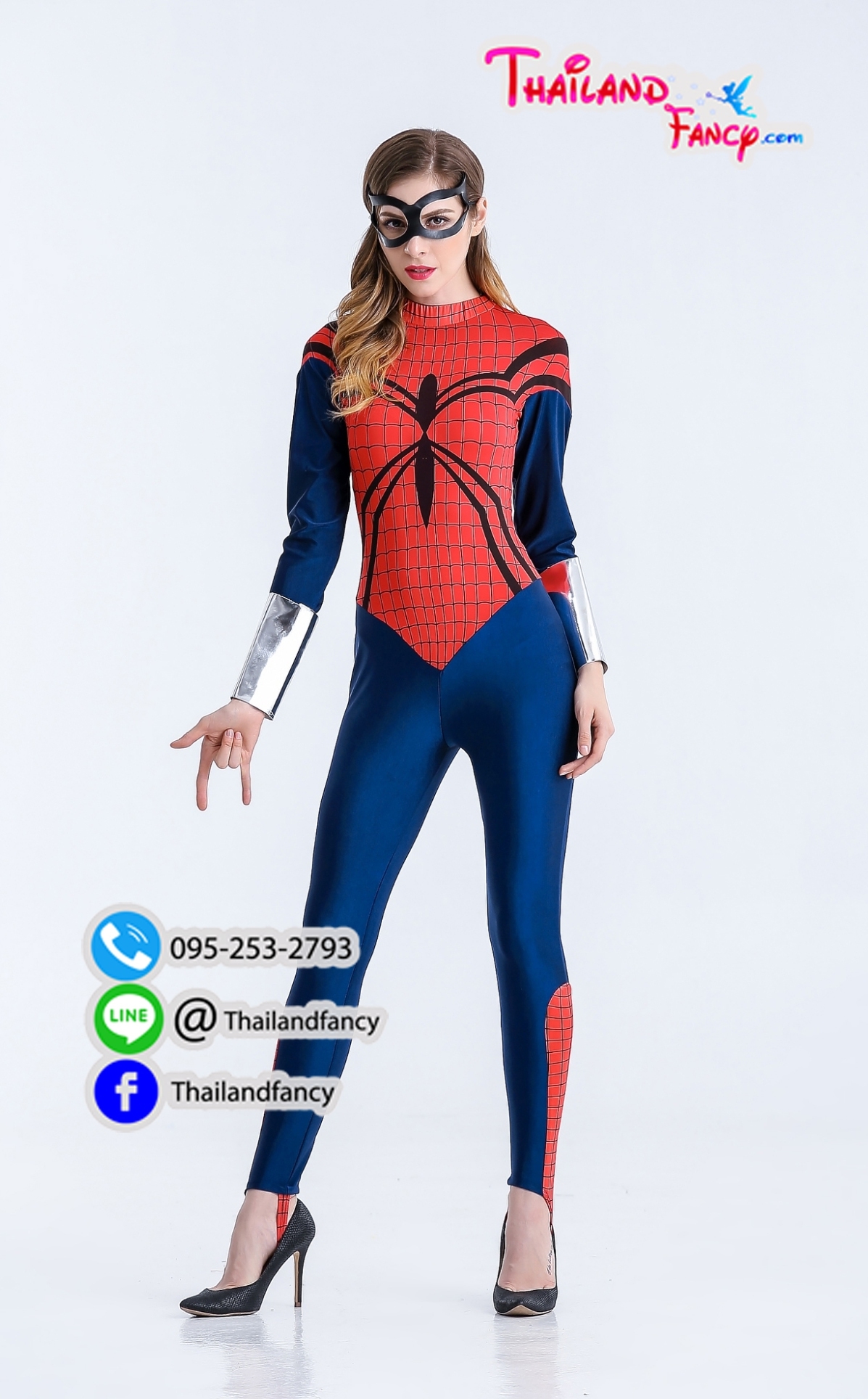 ชุดแฟนซี ชุดคอสเพลย์การ์ตูน ชุดซุปเปอร์ฮีโร่ ชุดสไปเดอร์เกิร์ล Spider Cosplay ชุดแมงมุมสาว ผ้ายืดแนบตัวทั้งชุด