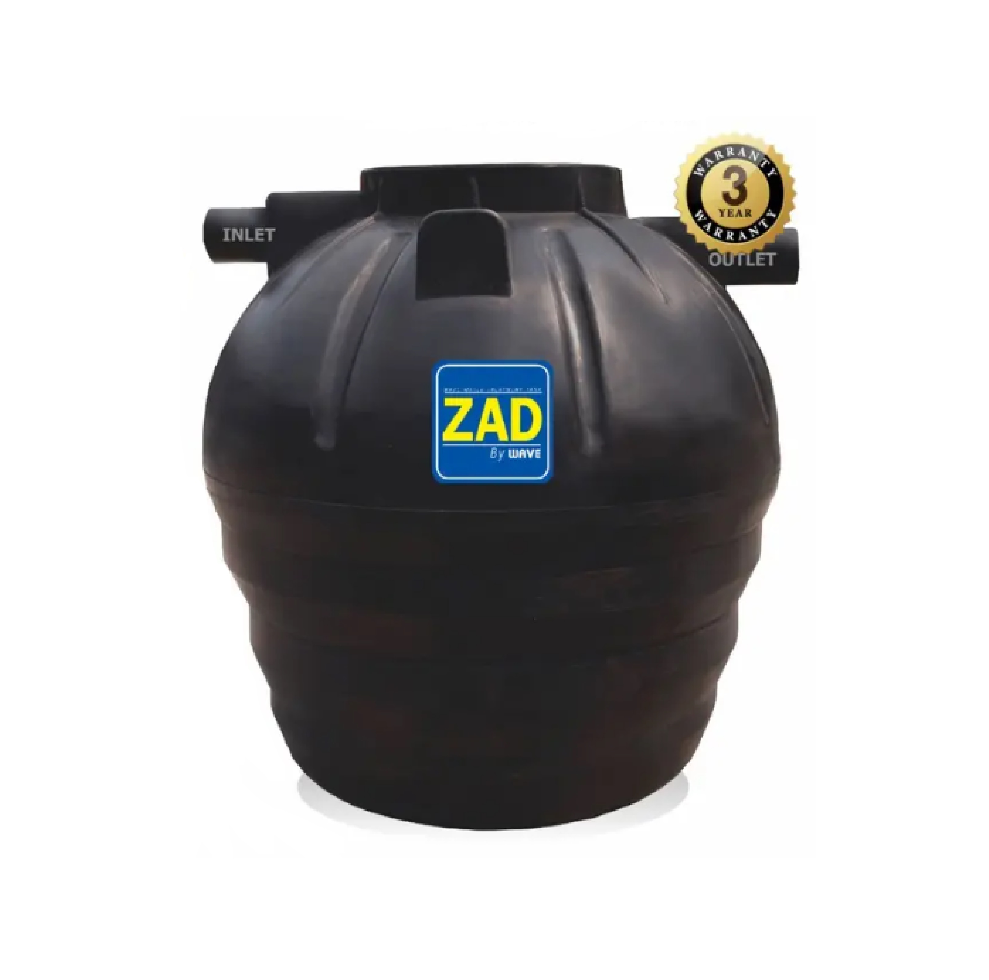 WAVE ถังบำบัดน้ำเสียรวมไร้อากาศ (ถังแซท,ถังเกรอะกรองในตัว) 1200L รุ่น ZAD สีดำ