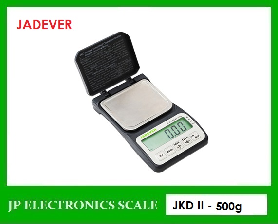 เครื่องชั่งแบบพกพา500g เครื่องชั่งดิจิตอล500กรัม ตาชั่งพกพา500g เครื่องชั่งเล็ก500กรัม เครื่องชั่ง500g ละเอียด 0.1g ทศนิยม 2 ตำแหน่ง ยี่ห้อ JADEVER รุ่น JKD II-500