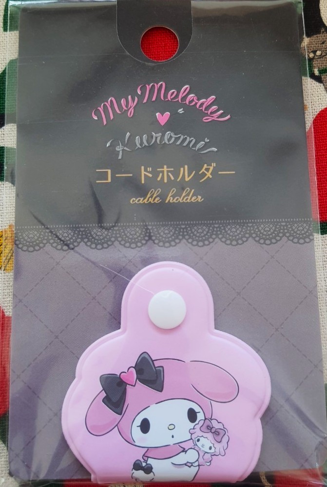My melody cable holder มายเมโลดี้ ที่เก็บสายชาร์จโทรศัพท์ / สายหูฟัง / สายไฟ จากญี่ปุ่น Size : 5 x 10.4 cm